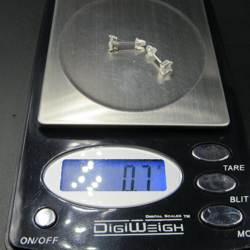 Sterling Tiny Square Bright Cz Stud Earrings - image 7